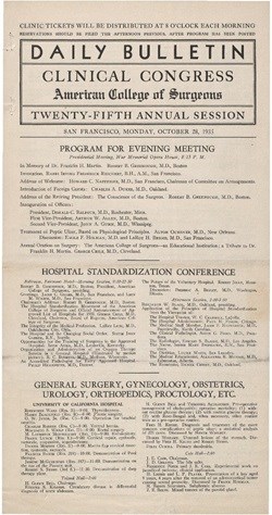 Clinical Congress Daily Bulletin, October 28, 1935.