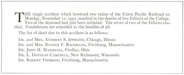 Bulletin of the American College of Surgeons, December 1951.