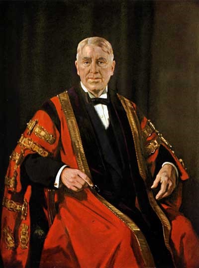 Sir Berkeley George Andrew, Lord Moynihan of Leeds (1865-1936) Portrait is from a painting by Richard Jack, R.A., 1928, in the Royal College of Surgeons England and the Board Room, General Infirmary at Leeds.