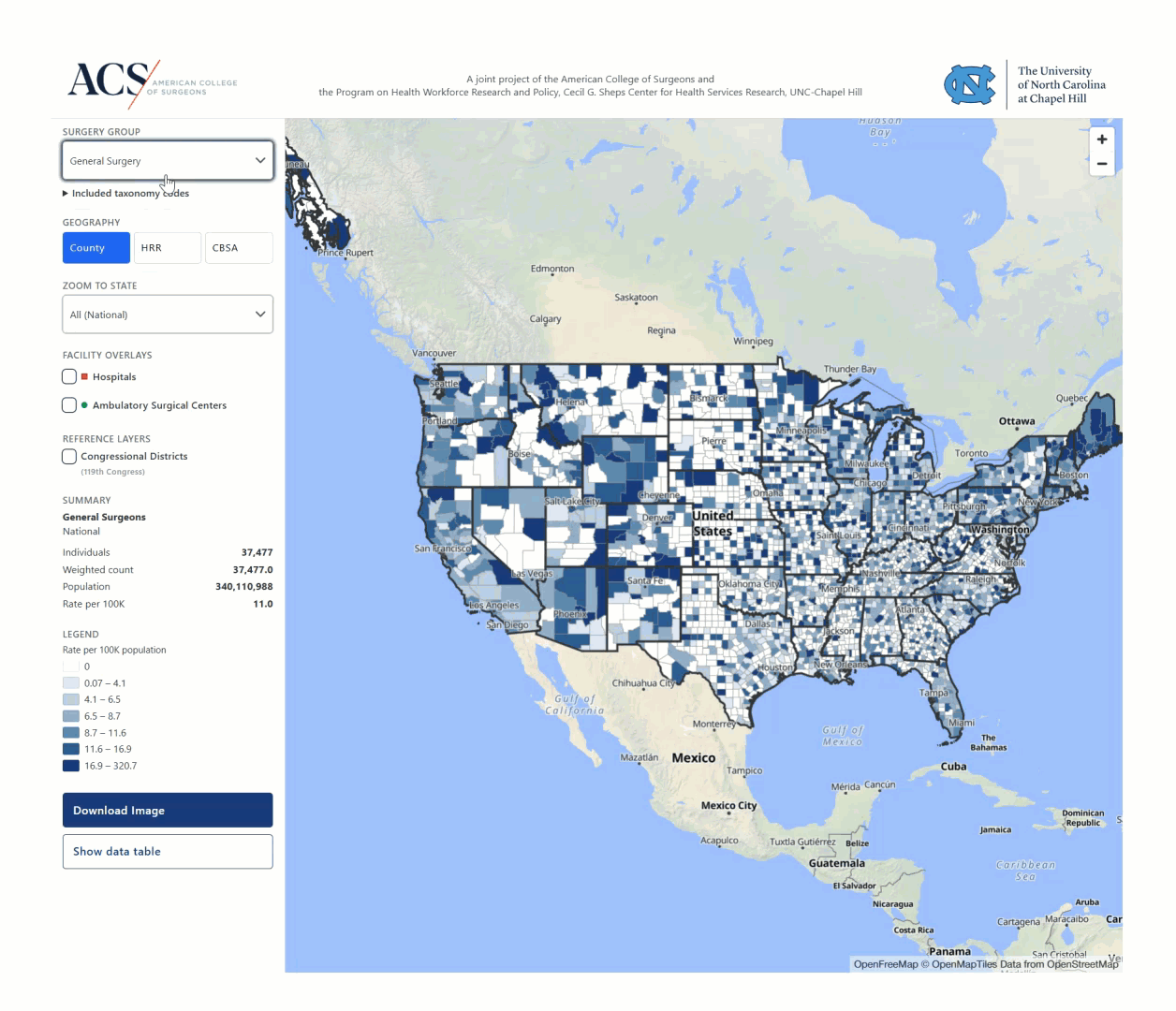 ACS Surgical Workforce Mapping Tool