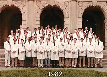 Dr. Levin (third row, middle) with the other members of his internship class at Duke University School of Medicine, department of surgery