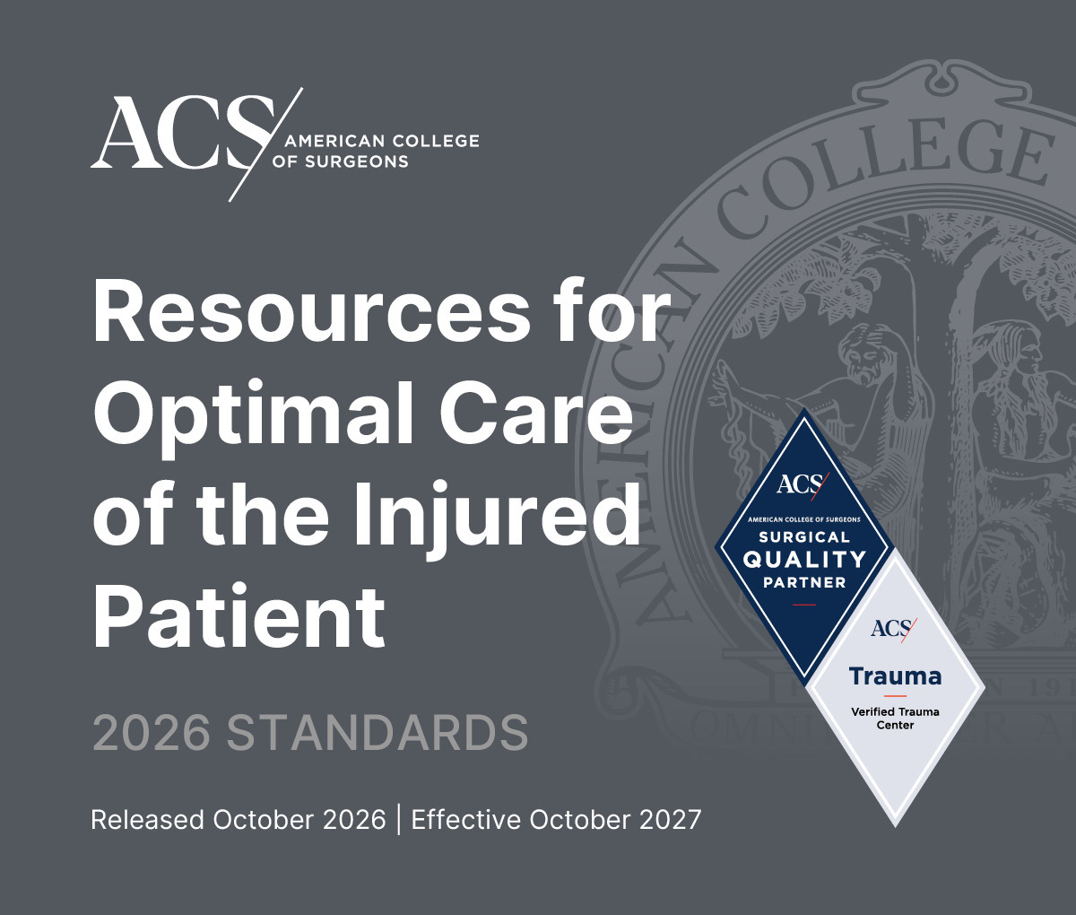 Resources for Optimal Care of the Injured Patient (2026 Standards - Effective October 2027)