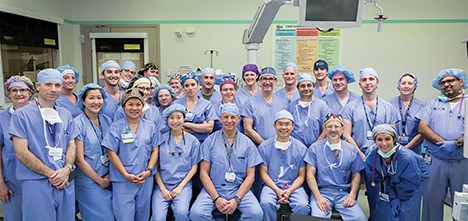 Dr. Levin (front row, middle) with the other members of the team that performed the first bilateral hand transplant in a child at Children’s Hospital of Philadelphia